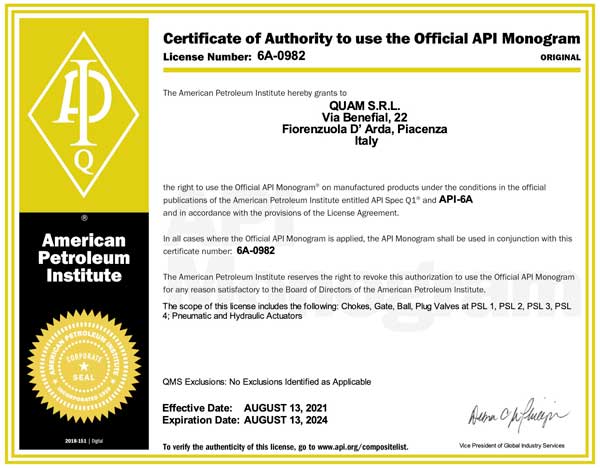 Certificate API 6A